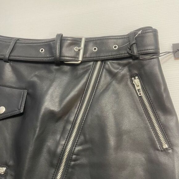 NWT Blank NYC Black Faux Leather Moto Skirt Size 27 New - Picture 4 of 11